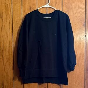 Maurices Black Crew Neck Swearer with Stud Accents